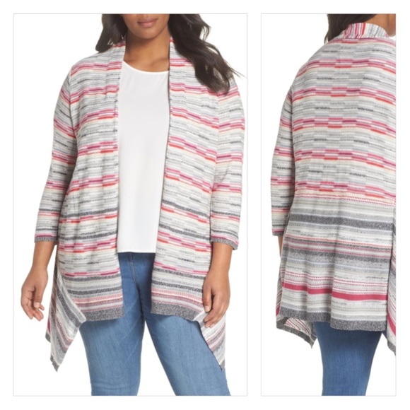NIC+ZOE Color Mix Open Cardigan (Plus Size)